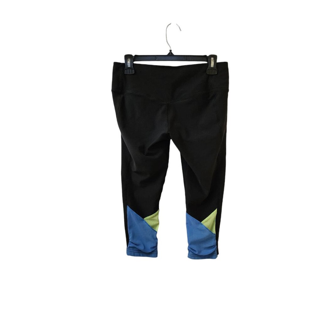 Nike Dri Fit Black Green Blue Mesh Netting Crop Leggings Low Rise Medium